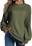 Dokotoo Fall Sweaters for Women 2024 Fashion Long Sleeve Round Neck Knit Pullover Tops Casual Loose Oversized Solid Color Sweater Outfits Winter Clothes Green XX-Large