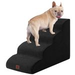 EHEYCIGA Curved Dog Steps for Bed, 4-Step Dog Stairs for Sofa, High Density Foam Pet Steps for Small Dogs and Cats, Pet Stairs for High Bed, Non-Slip Dog Ramp with Washable Cover, 72x40x50cm, Black