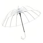 ThreeH Windproof Dome Transparent Stick Umbrella Automatic Open 16 Steel Ribs Oversized Bubble Umbrella KS10,White