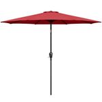 Simple Deluxe 9' Patio Umbrella Outdoor Table Market Yard Umbrella with Push Button Tilt/Crank, 8 Sturdy Ribs for Garden, Deck, Backyard, Pool, Red