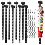 12 Packs Station Hanging Merchandise Strips with 20 S Hooks Retail Display with Label Header 24.8 Inch Plastic Merchandise Display Strips for Store Snack Bags Lightweight Product Supplies (Black)