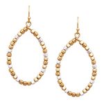 Rosemarie & Jubalee Women's Two Tone Chunky Nugget Bead Wire Hoop Dangle Earrings, 2"