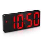 ORIA Digital Alarm Clock, Small Desk Clock, Led Alarm Clock with Adjustable Brightness, Snooze, Suitable for Bedroom, Office (Red)