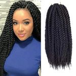 Dingxiu (6 Packs18 inch) Havana Mambo Twist Crochet Hair Braids Senegalese Twist Crochet Braiding Hair (18" 1B)