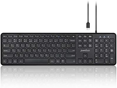 Perixx PERIBOARD-210C Wired Full-Size USB C Keyboard with Quiet Scissor Keys - Compatible with Tablets, Desktop, and Laptops - Black - US English