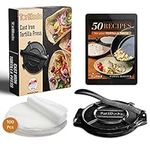 Tortillada – Cast Iron Tortilla Press + Recipes E-Book + 100 x Parchment Paper (20cm)