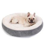 Bedfolks Donut Dog Bed,30 Inches Calming Round Dog Beds for Medium Dogs,Washable Anti Anxiety Cuddler Dog Bed with Removable Cover(Dark Grey,Medium)