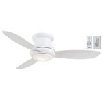 MINKA-AIRE F518L-WH, Concept II LED White Flush Mount 44" Ceiling Fan with Light and Wall & Remote Control Bundle