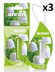 AREON Liquid Car Air Freshener Lily of the Valley Flower Perfume Hanging Pendant Long Lasting Home 3D 5 ml Multi Pack Set of 3