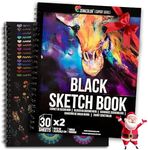 Black Sketchbook (Pack of 2, 60 Sheets) 9X12” - Heavyweight Paper 150GSM / 100 lbs, Perfect for Graphite & Colored Pencils, Charcoal, Chalk, Pack of 2 x Professional Black Drawing Paper ZENACOLOR