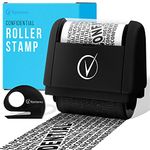 Identity Protection Roller Stamps Wide Kit, Designed for Secure Confidential ID Blackout Security, Anti Theft and Privacy Safety (Classy Black, Stamp + 1 Box Cutter)