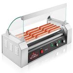 Olde Midway Electric 12 Hot Dog 5 Roller Grill Cooker Machine with Cover 700-Watt - Commercial Grade