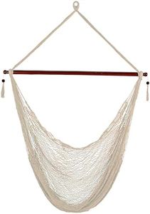 Sunnydaze Caribbean XL Hanging Hammock Chair - Soft-Spun Polyester Rope - 300-Pound Capacity - Cream