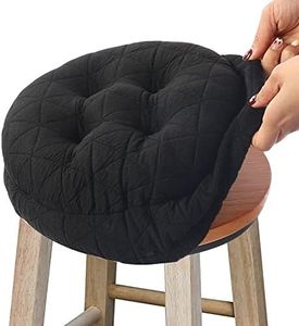 BUYUE Seat Cushion for Round Bar Stool, Dia.14 Luxury Fashion Jacquard with Anti-Skid Silicone Bar Stool Cushion Padded (Black, L,1 Count)