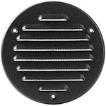 Vent Systems 100 mm / 3.94" Inch - Black Metal Vent Cover - Round Soffit Air Vent Louver - Grille Cover - Built-in Insect Screen - HVAC Vents for Bathroom, Home Office, Kitchen