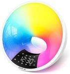 shnookz - Smart Sunrise Wake Up Alarm Clock Bluetooth Speaker App Control 4 Alarm Clock Snooze 16 Million Night Light 7 Natural Sound Dimmable FM Radio