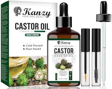 Kanzy Castor Oil for Eyelashes and Eyebrows 50ml Cold Pressed for Hair Growth 100% Natural and Pure with Brushes for Hair, Beard, Nails, and Skin