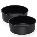 HaWare Cake Tin Set of 2, 9.5 inch Non-Stick Stainless Steel Deep Cake Pan, Large Round Baking Roasting Tin for Birthday Wedding Layer Cakes, Healthy & Non-Toxic, Leak & Rust Resistant (24cm, Black)