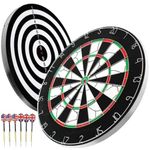 Famous Quality Dual Sided 18 inch Metal Dart Board Tournament and Family Game Set with 6 Steel Tip Needles for Kids and Adults -1 Board, 6 Needles (5 Core,Velvet Finish)