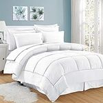 Sweet Home Collection Comforter/Sheet Bed Skirt and Sham Set, White, King