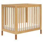 babyletto Gelato 4-in-1 Convertible Mini Crib with Toddler Bed Conversion in Honey with Vegan Tan Leather Feet, Greenguard Gold Certified