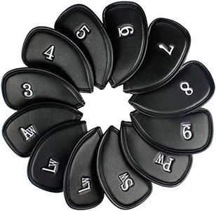 Andux 12 pièces Coin synthétique de Couvre-Fer Golf Couvre avec Numéro des Deux côtés MT/PU Noir