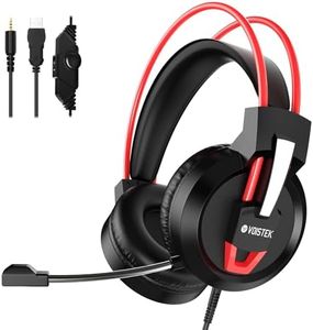 Voistek V9 Wired Gaming Headset - Over Ear Gaming Headphones with Mic & 50 mm Drivers & LED Light, for PS5, PS4, Switch, Xbox Series X|S, PC, Mac (Red)