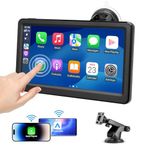 Wireless CarPlay Screen for Car, 7" Portable HD Touchscreen Car Play & Android Auto Receiver with Bluetooth, Voice Control, GPS Navigation, FM Radio, Mirror Link, AUX (Blue)