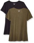 Amazon Essentials Women's 2-Pack Classic-Fit Short-Sleeve Crewneck T-Shirt, Olive/Black, XL