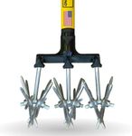 Rotary Cultivator Tool - 60” Extra Long Handle - Reinforced Tines - Reseeding Grass or Soil Mixing - All Metal, No Plastic Structural Components - Cultivate Easily