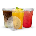 Signature Packaging - Disposable Plastic Party Cups with Lids - 300ml - 50 Pack - Heavy Duty