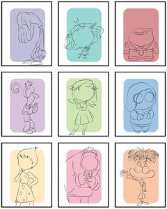 BigWig Prints Inside Out 2 Poster - Inside Out Party Decorations, Inside Out Characters Joy Fear Envy Ennui Embarrassment Anger Anxiety Disgust, Inside Out Emotions Poster - Unframed Set of 9 (8x10”)