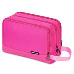 WANDF Toiletry Bag Water-Resistant Nylon Travel Wash Bag Lightweight Dopp Kit for Men and Women(A-Pure Pink)