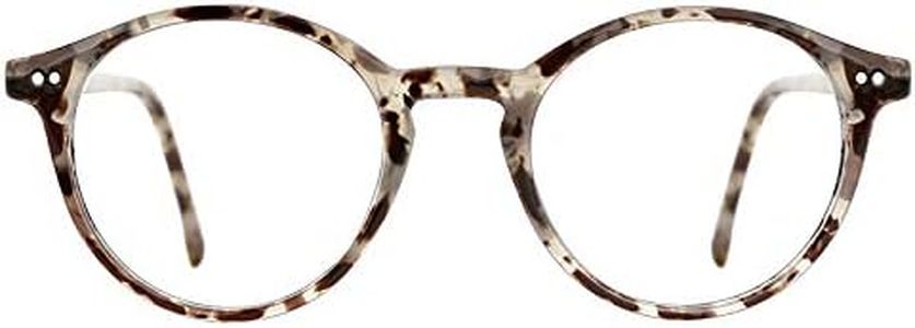 TIJN Blue Light Blocking Glasses Men Women Vintage Thick Round Rim Frame Eyeglasses, 06.marble Tortoise, Medium