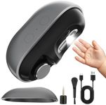 Electric Nail Clipper, 3 in 1 Baby Nail Trimmer and Polisher with Nail Chip Storage & LED Light, USB Rechargeable & 2 Speed Gears for Baby, Kids and Adults (Silver-Black)