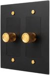 Residence Supply Brass Dimmer Light Switch - 120V AC - Handcrafted Solid Brass Rotary Dimmer with Knurled Knob - UL Listed Flicker-Free Dimming - Vintage Style Light Control for Historical Homes