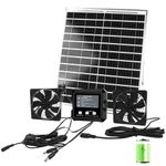 AOKUY Solar Fan for Chicken Coop with Battery, Dual Solar Exhaust Fan Kit, 3 Smart Modes Controller (Continuous/Timer/Motion Sensor), Solar Powered Vent Fan for Coop, Shed & Greenhouse Cooling