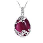 Amethyst Necklace Sterling Silver Teardrop Filigree Pendant Necklace Purple February Birthstone Jewellery Gifts for Women Girls (U-Amethyst teardrop necklace)