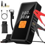 6000A Jump Starter Power with 150PSI Air Compressor,Preciva 12V Car Battery Booster Jump Starter(All Gas/9L Diesel),Car Starter Power Bank with Jump leads& 3-Types Flashlight&5 Nozzle