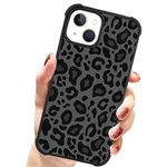 UZEUZA Case Compatible with iPhone 14 6.1 inch, Black Leopard Colorful Heart Cute Elephant Design Tires Aesthetic Slim Cover Shockproof TPU Case for iPhone 14 (2022)