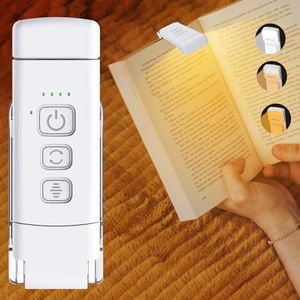 LUOLED Reading Light, Book Lights for Reading in Bed, Rechargeable Reading Lamp with 2 Timing Modes, 3 Color Modes & 5 Brightness Dimmable, Great Gifts for Kids, Nighttime Readers(White)