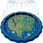 SplashEZ 3-in-1 Splash Pad, Sprinkler for Kids and Wading Pool for Learning – Children’s Sprinkler Pool, 60’’ Inflatable Water Summer Toys – “USA MAP” Outdoor Play Mat for Babies & Toddlers