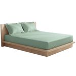 SleepyCat 300TC Sateen Fitted Sheets with 2 Pillowcase | 100% Cotton Bedsheet | Buttery Soft Feel | 360° Elastic Grip | Side Pockets for Phone, Keys & Books | Mineral, King Size, 78x72 Inch