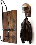 Zreneyfex Motorcycle Helmet Rack, Wall Mount Wooden Helmet Holder Hanger with Hook for Coat, Jacket, Cap, Hat, Motorcycle Accessories