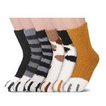 6 Pairs Fuzzy Socks for Women, Cat Claw Socks, Slipper Socks, Fuzzy Cosy Warm Cat Socks Fluffy Socks Cat Paw Socks Winter Novelty Animal Christmas Socks Gifts