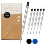 MESMOS 6 Pack 3.9 inch (9.8cm) Pen Refills Ballpoint, Compatible with Ballpoint Parker Pen, Replacement Ink Pen Refills, 1.0mm Smooth Writing Tip Ballpoint Pen Refills, Ink Cartridge Pen (Black Ink)