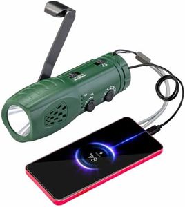 MOLEBIT Hand Crank Flashlight with Emergency Radio LED Torch Phone Charger, Portable Dynamo SOS Rechargeable USB Charging Handheld LED Flashlights Built-in Loudspeaker for Camping Hiking Gift