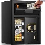 3.6 Cubic Fireproof Drop Safe for Business, Anti-Theft Cash Drop Safe Box with Drop Slot, Security Business Safe with Programmable Keypad Lock and Keys, Money Drop Safe for Home Office Retail Store