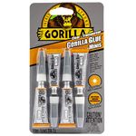 Gorilla Glue Clear, No-Foam Formula, Indoor & Outdoor Use, Water Resistant, Easy Application Nozzle, Made in USA, 4-3g Mini Tubes, (Pack of 1), 4541102