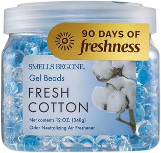 SMELLS BEGONE Odor Eliminator Gel Beads - Air Freshener - Eliminates Odor in Bathrooms, Cars, Boats, RVs & Pet Areas - Made with Essential Oils - Fresh Cotton Scent - 12 Ounce